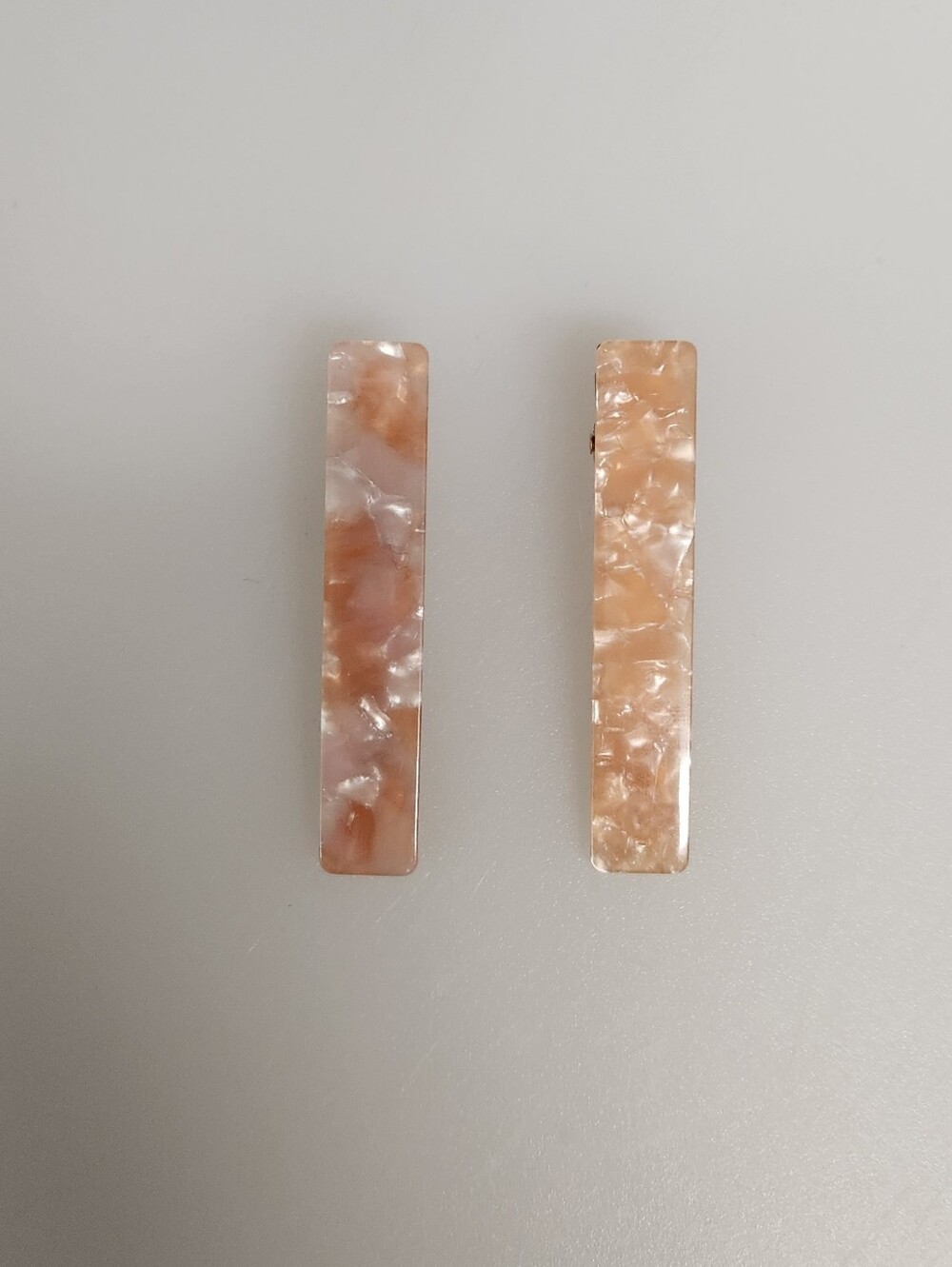 New 2 Hair Clips | Marbled Peachy Color & Rose Gold Tone Bottom